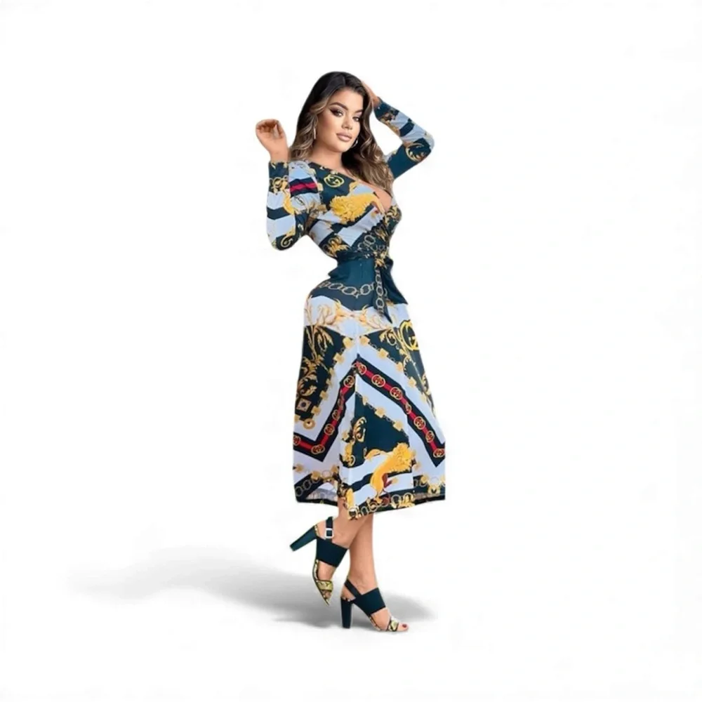 Colorful Patterned Midi Dress - Picture 1 of 1